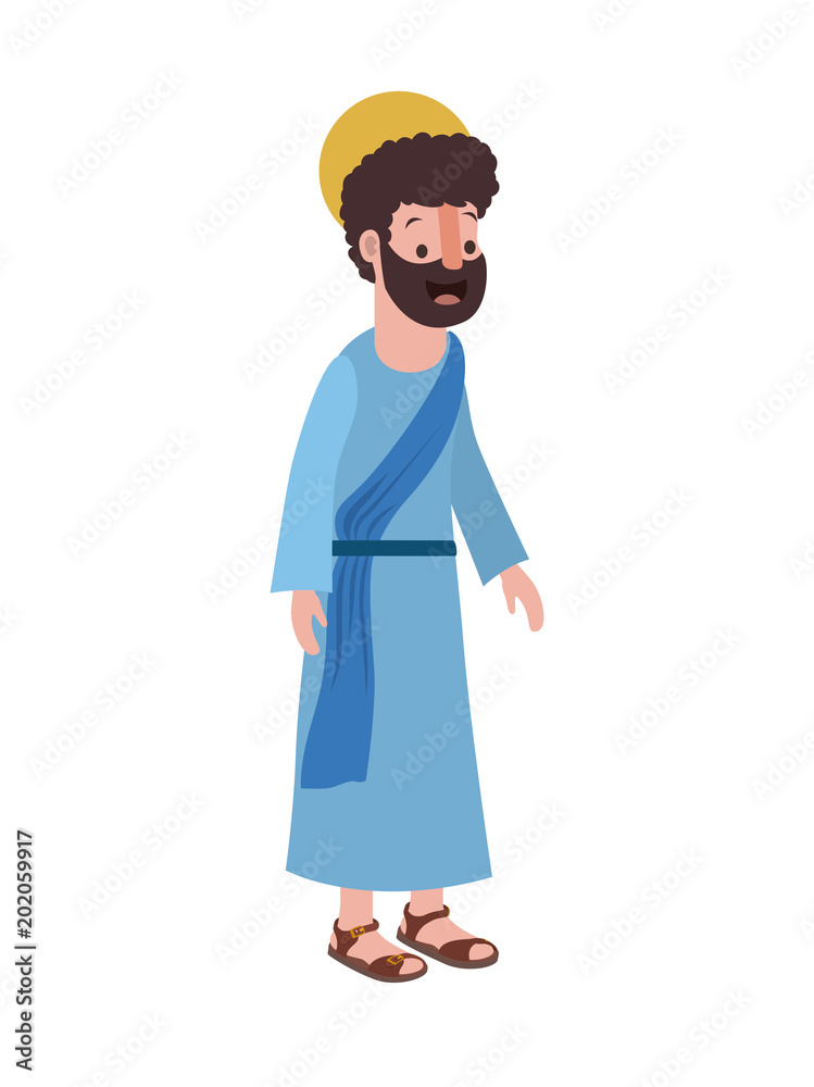 apostle of Jesus with halo character vector illustration design