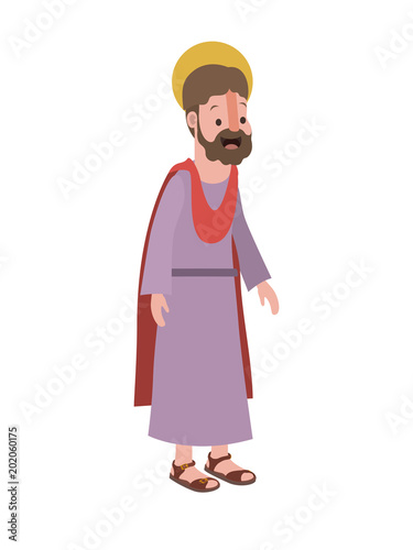 apostle of Jesus with halo character vector illustration design
