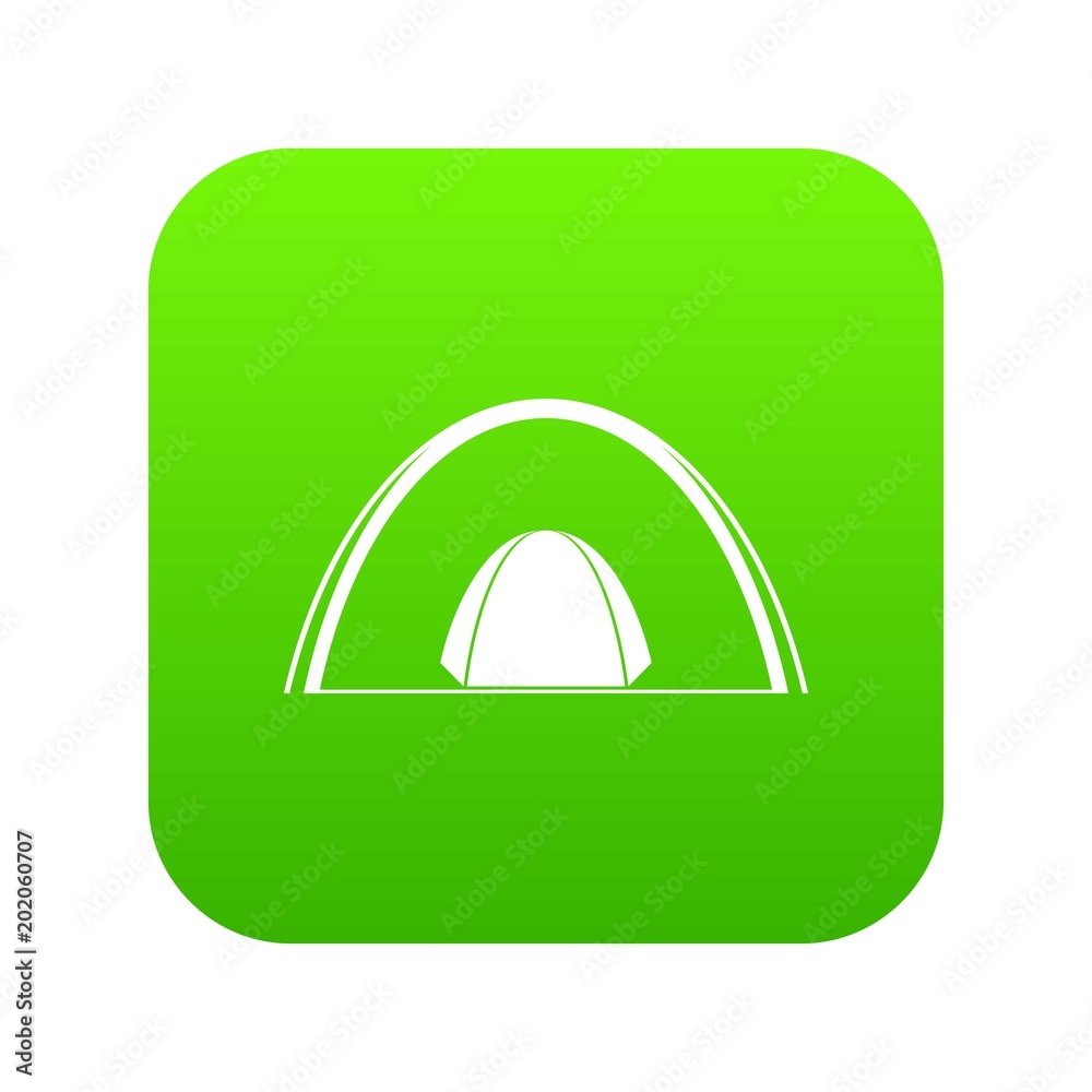 Camping dome tent icon digital green for any design isolated on white vector illustration