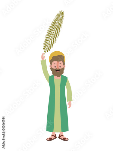 apostle of Jesus with palm leaf character vector illustration design