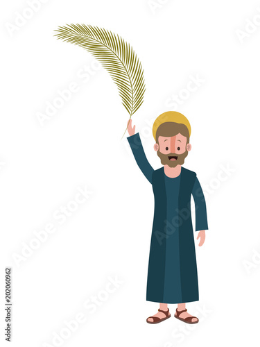 apostle of Jesus with palm leaf character vector illustration design
