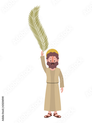 apostle of Jesus with palm leaf character vector illustration design