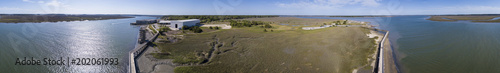 360 degree aerial panorama of Port Royal, South Carolina with Parris island across the river. photo
