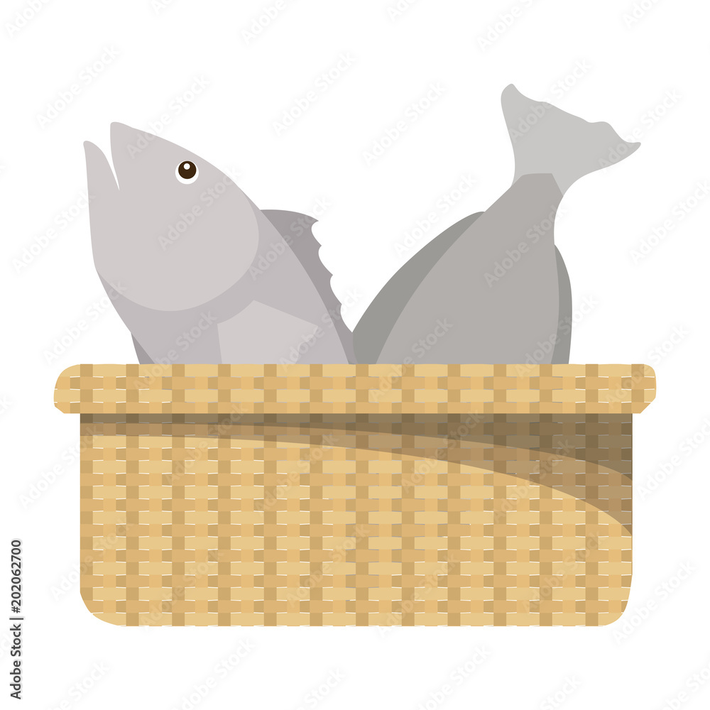 basket with fish icon vector illustration design Stock Vector | Adobe Stock