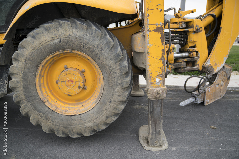 on road grader on road grader