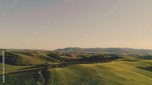 Tuscany hills landscape at sunset aerial view © WineDonuts