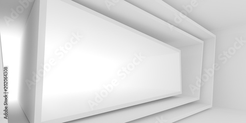 Abstract of white architectural space,Concept of minimal futuristic interior style.3D rendering