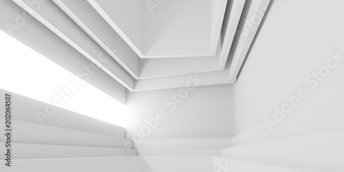 Abstract of white architectural space Concept of minimal futuristic interior style.3D rendering