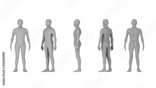 Wire frame of human bodies. Polygonal model on white background. artificial intelligence concept, 3d illustration