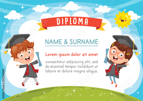 Vector Illustration Of Kids Diploma