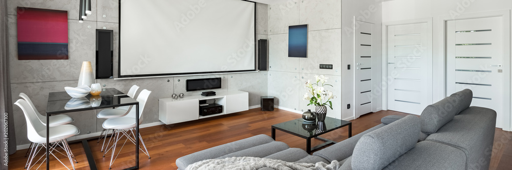Movie room with projector screen Movie room with projector screen