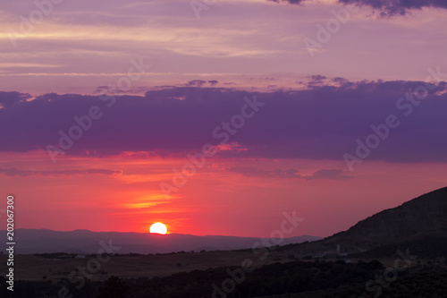 Silhouette of mountains at sunset