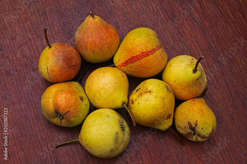 Nine mature pears