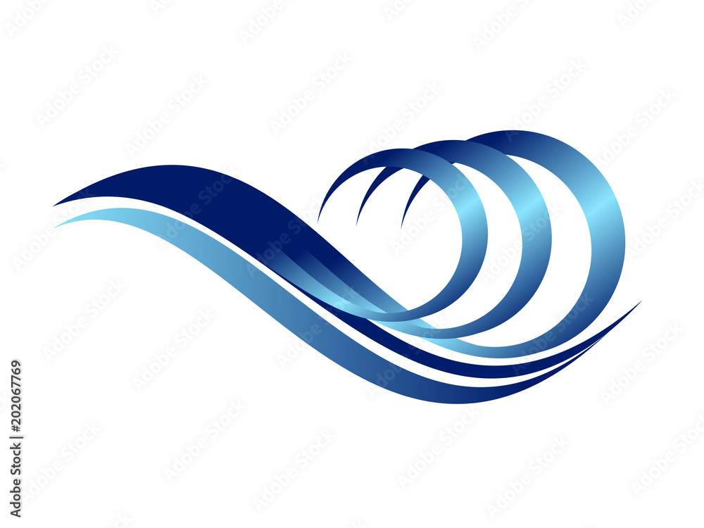 Water wave, vector illustration of abstract blue waves for logo, website, brochure and print template design.