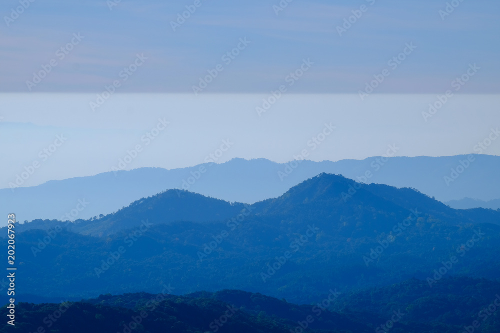 Mountain view and horizon in the morning in Chiang mai, Thailand