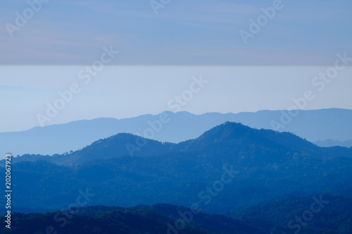 Mountain view and horizon in the morning in Chiang mai, Thailand © mantinov