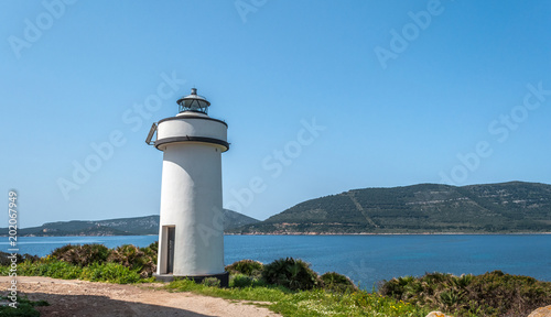 Lighthouse on sardinian coast near Maristella