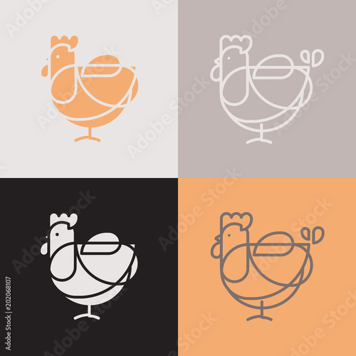 Poule, cocotte, dessin, graphique, marque, design, motif, trait, logo