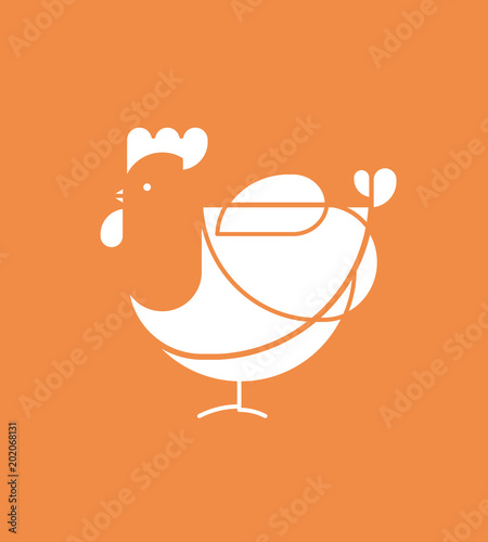 Poule, cocotte, dessin, graphique, marque, design, motif, trait, logo