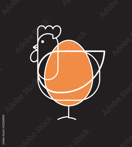 Poule, cocotte, dessin, graphique, marque, design, motif, trait, logo