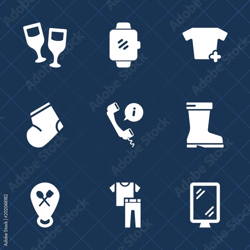 Premium set with fill icons. Such as restaurant, leather, bottle, beverage, alcohol, warm, fashion, street, wine, t-shirt, sign, socks, red, style, watch, location, footwear, drink, support, autumn