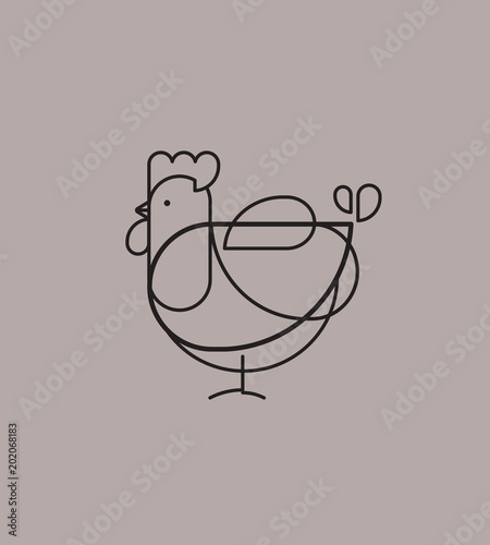 Poule, cocotte, dessin, graphique, marque, design, motif, trait, logo