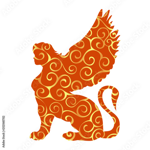 Sphinx pattern silhouette ancient egyptian mythology fantasy.