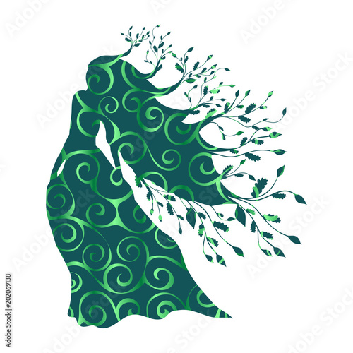 Dryad nymph forest pattern silhouette ancient mythology fantasy