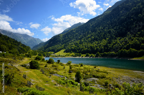 Fabreges lake in Ossau Valley in French Pyrenees.