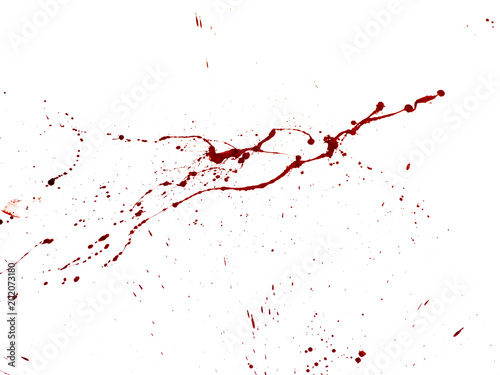 Fake red blood splatter on white background