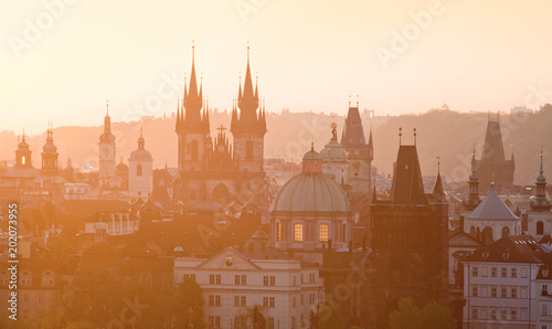 Czech Republic, Prague - Spires of the Old Town.