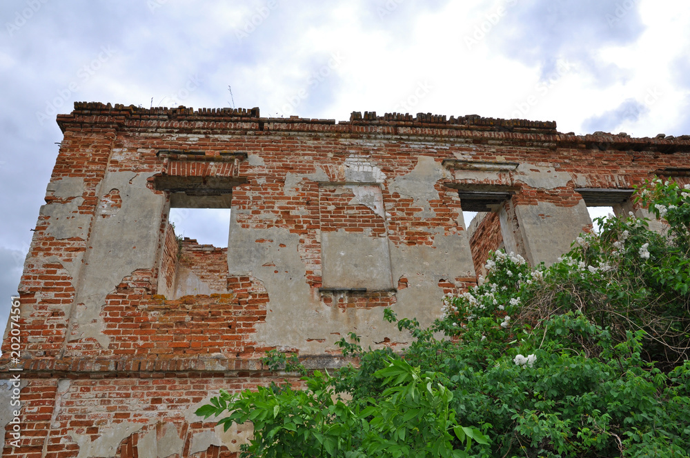 The walls of a ruined church