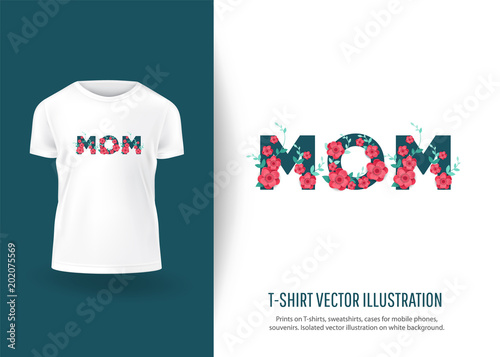 Color mom  text with beautiful flowers