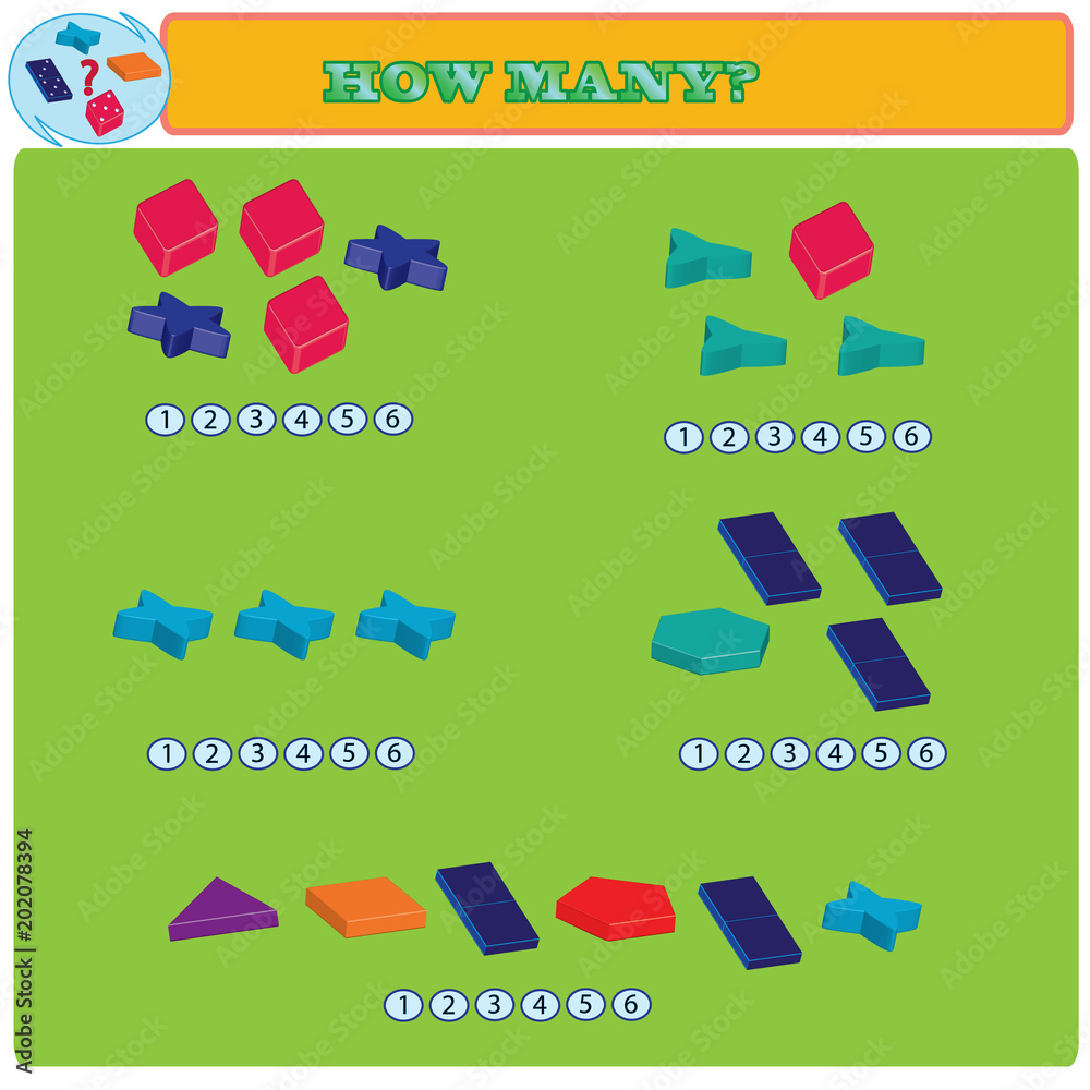 Fototapeta premium Logical task. How many figures in each group? Vector illustration