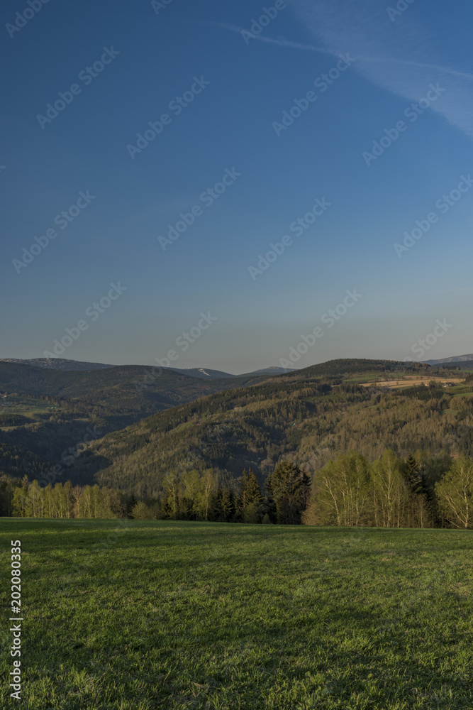 Valley of river Jizera and mountains Krkonose