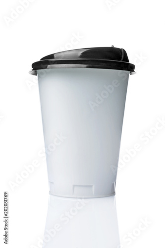 Take-out blank paper or plastic coffee cup with black cover