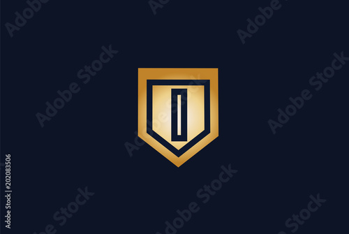 Modern Letter I Shield Logo Design Template.