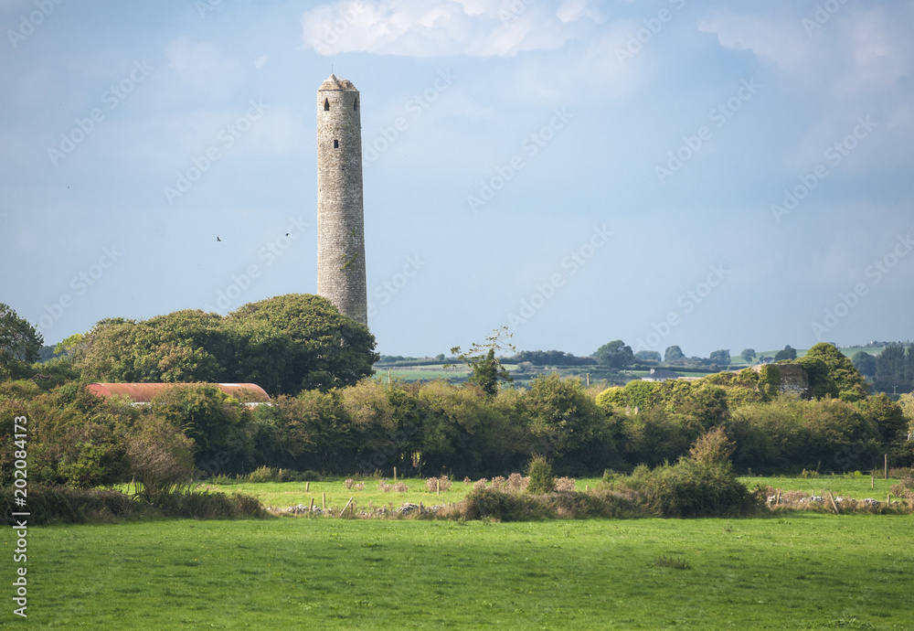Irish roundtower in the distance