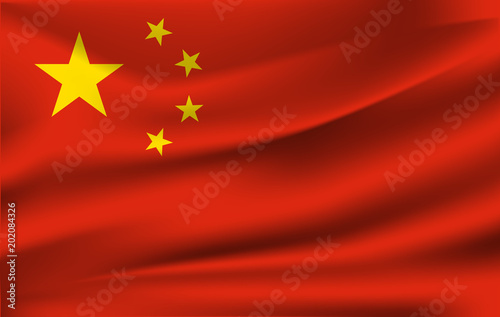 Waving flag of China, vector