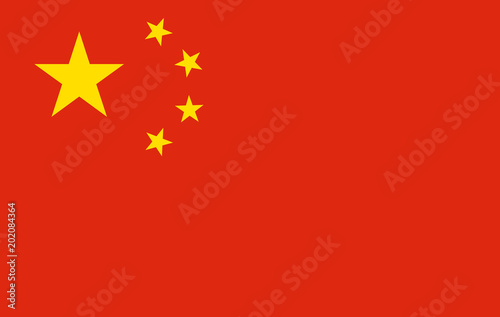China flag, official colors and proportion correctly. National China flag. Vector illustration. EPS10.