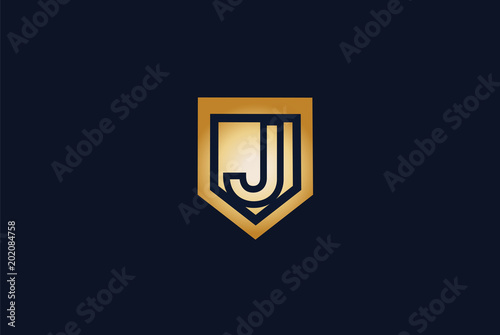 Modern Letter J Shield Logo Design Template.