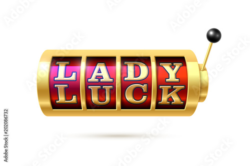 Slot machine with Lady Luck text