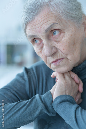  sad  senior woman