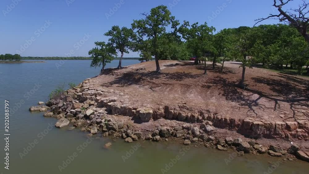Aerial video of Sunset Point Park on Lake Lewisville in Texas. Aerial video of Sunset Point Park on Lake Lewisville in Texas.