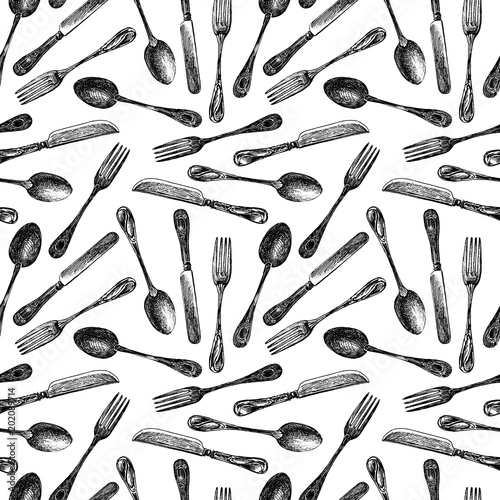 Seamless background of the flatware