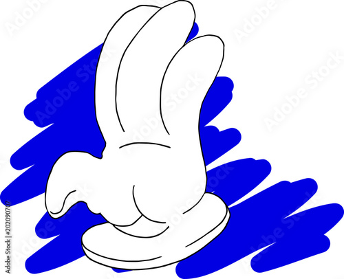 Cartoon hand on blue scrabble - Vector