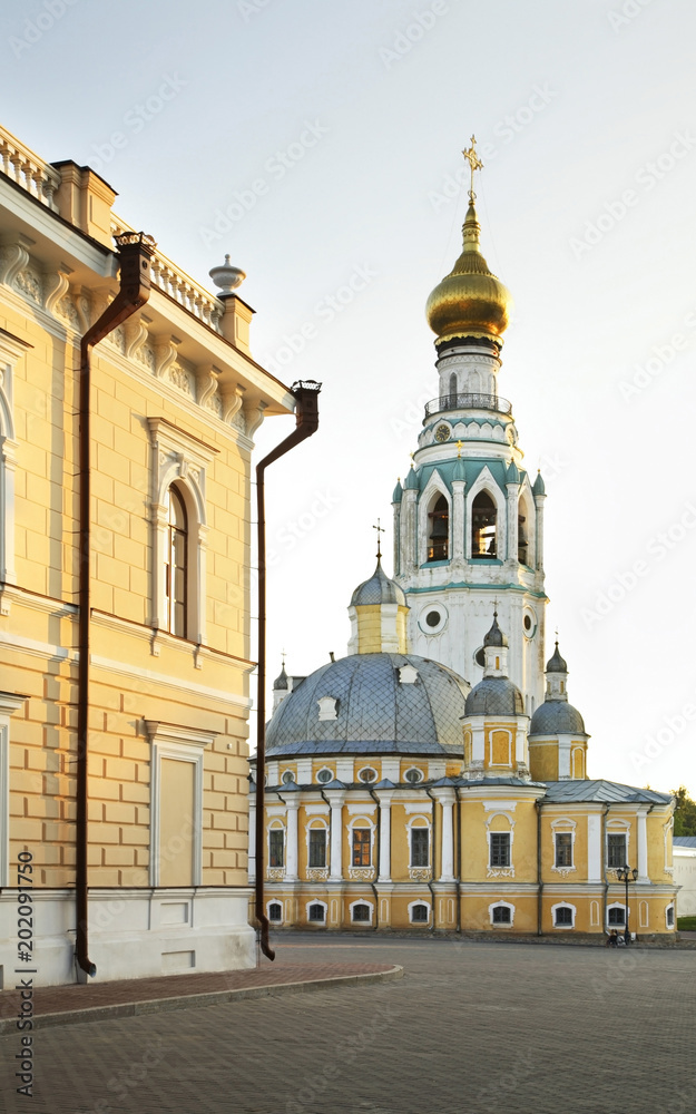 Resurrection Cathedral and bell tower of St. Sophia Cathedral at Vologda kremlin. Russia