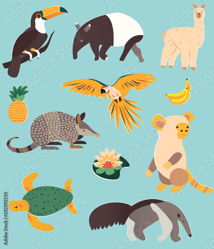 Big set with animals of South America