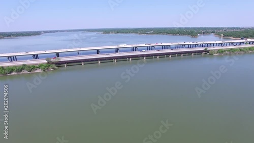 Aerial view of Lake Lewisville near highway 35 and Tower Bay Park. photo