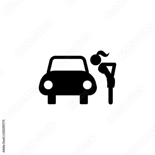 a whore from a car icon. Element of prostitution illustration. Premium quality graphic design icon. Signs and symbols collection icon for websites, web design, mobile app